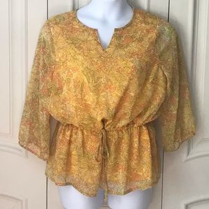 NEW Liz Claiborne New York 3/4 Sleeve Elastic Waist Printed Tunic